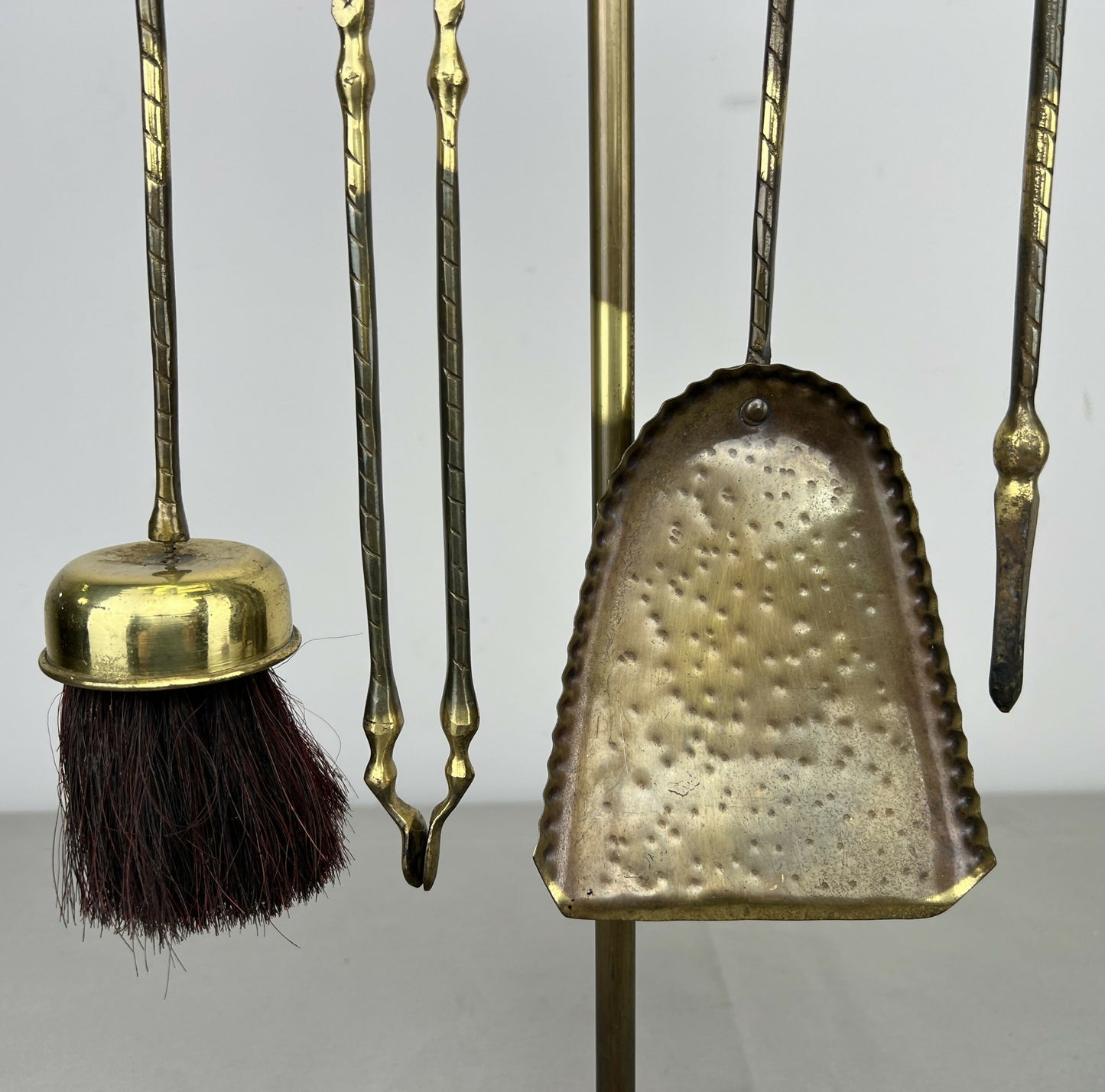 Fireplace Set Vintage French Style Brass 5 Piece Companion Set LOT 6445