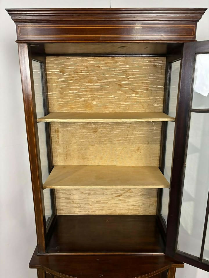 Edwardian Inlaid Mahogany Narrow Display Cabinet