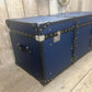 Luxury Handmade Pebble Blue Black Leather Furniture Trunk