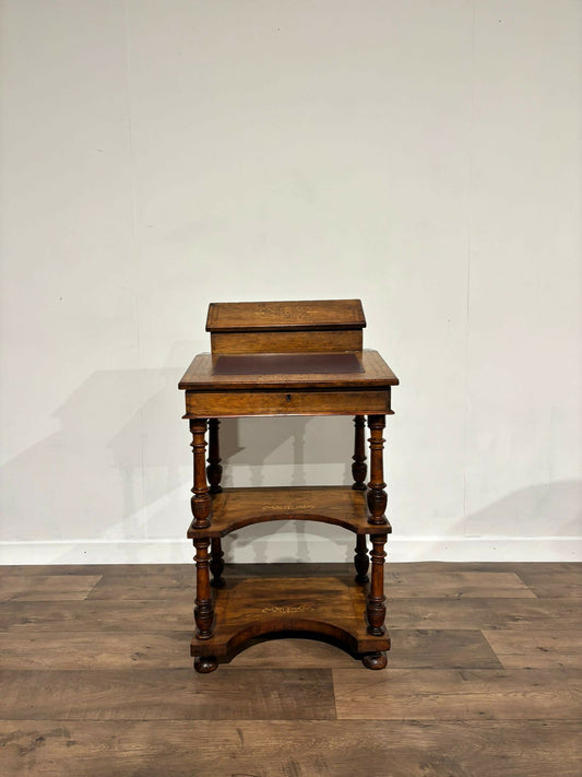 Antique Inlaid Walnut Davenport Style Desk