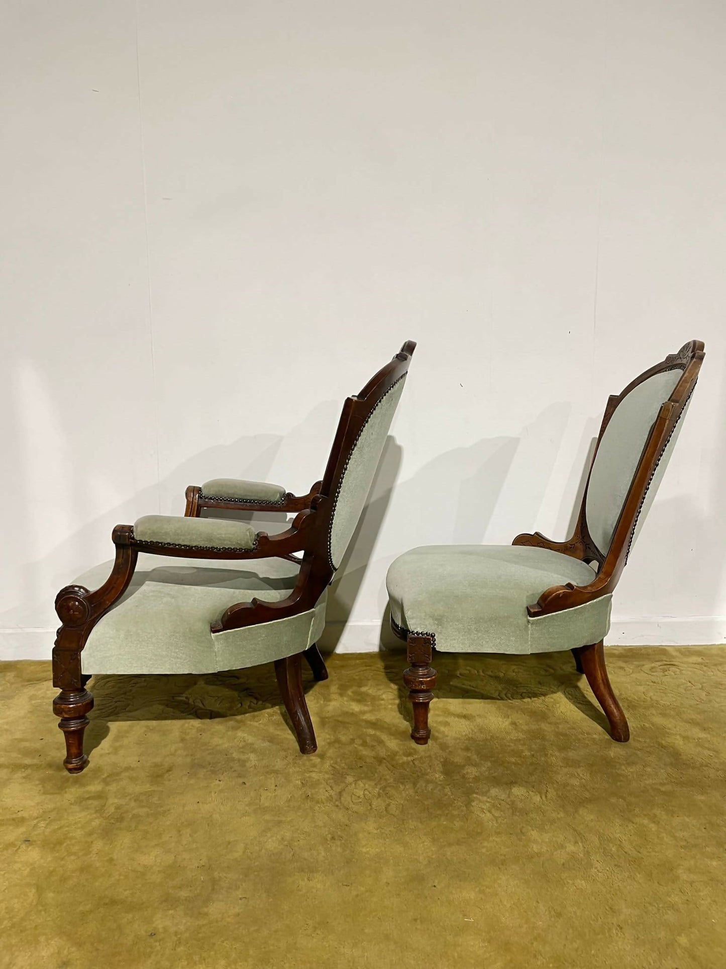 Pair Of Antique Beech Framed Drawing Room Chairs99