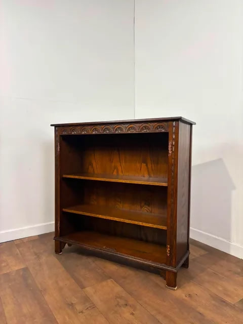 Vintage Dark Oak Open Bookcase by Jaycee – Made in England