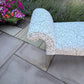 Window Seat, Scroll Armed Bench, Upholstered Cream Willow Fabric Hallway Chair