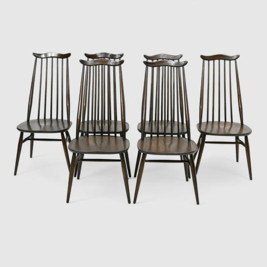 6 Ercol Number 369 Windsor Goldsmith Dining Chairs Dark Finish FREE UK Delivery. SBR10215/1803E