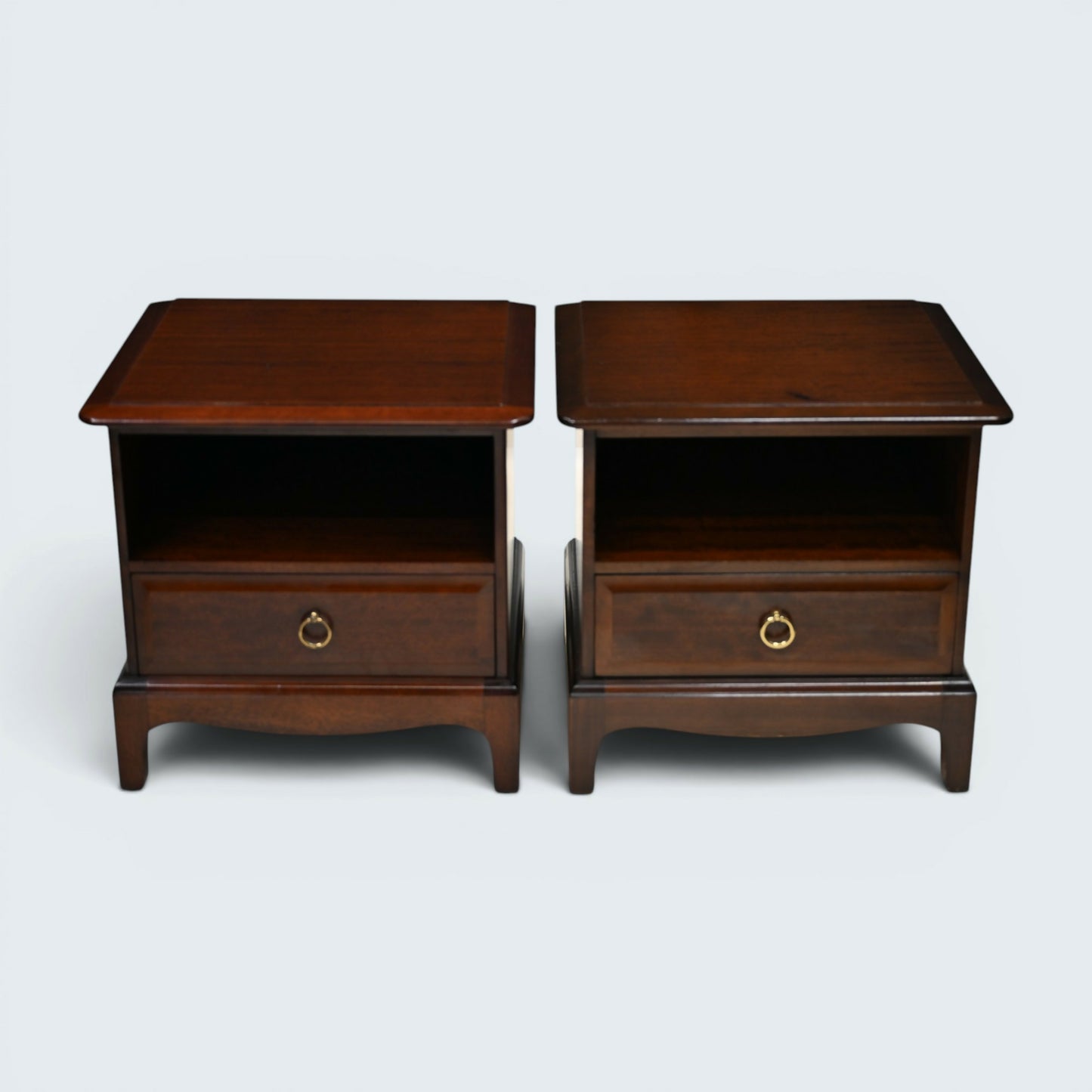Pair of Stag Minstrel Bedside Cabinets Draw 2 In Set Drawer FREE UK Delivery