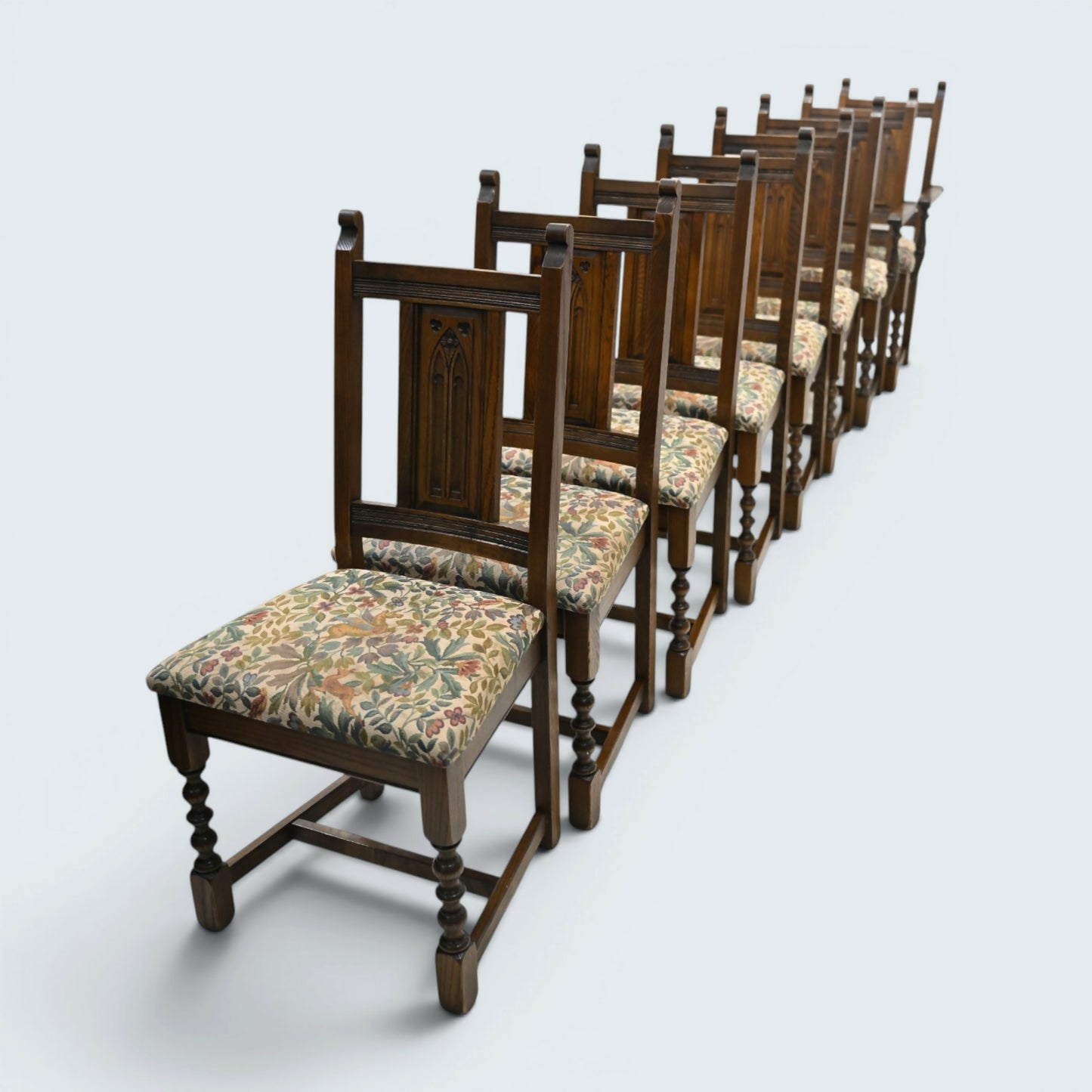 8 Old Charm Dining Chairs Warwick Pegasus Upholstery Light Oak FREE UK Delivery*