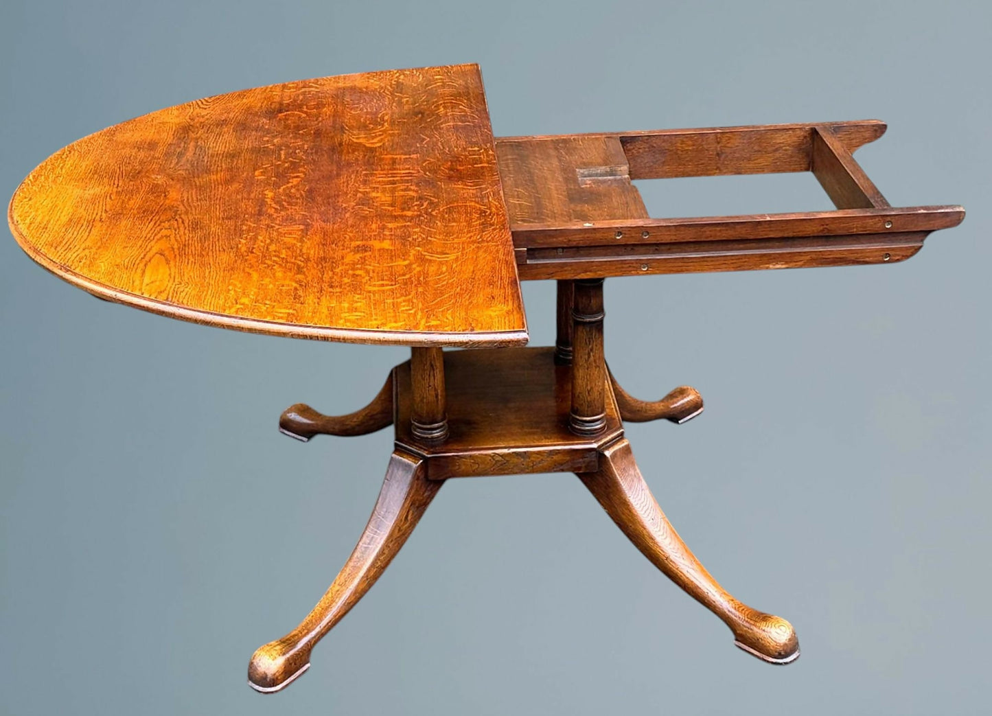 George III Revival Oak Extending Dining Table Titchmarsh Goodwin