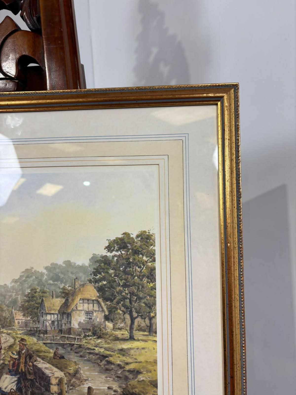 J.L. Chapman Framed Country Village Print – Horse & Cart Scene