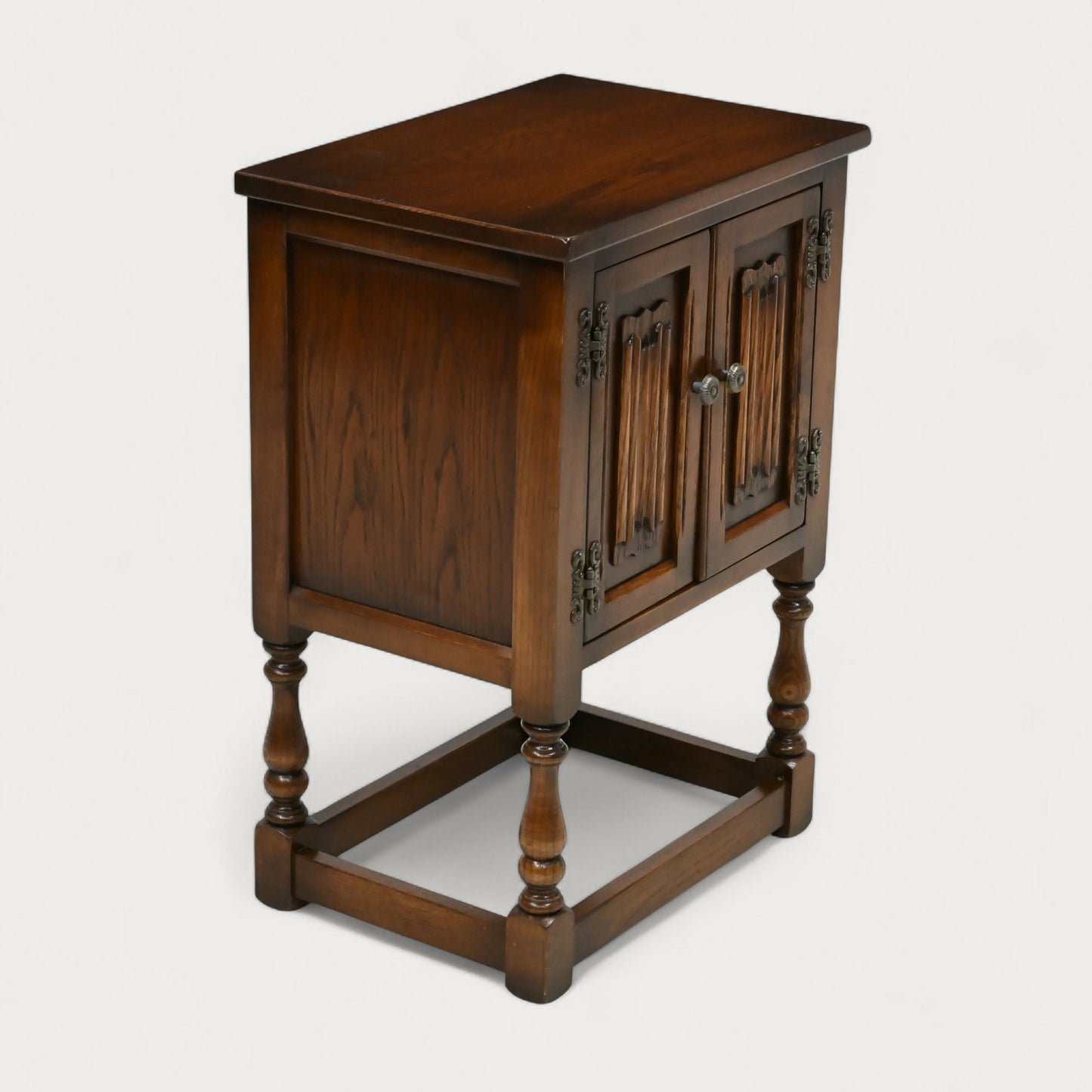 Old Charm Pedestal Cabinet/Cupboard Linenfold Doors Tudor Brown FREE UK DELIVERY. SBR10810/0708E