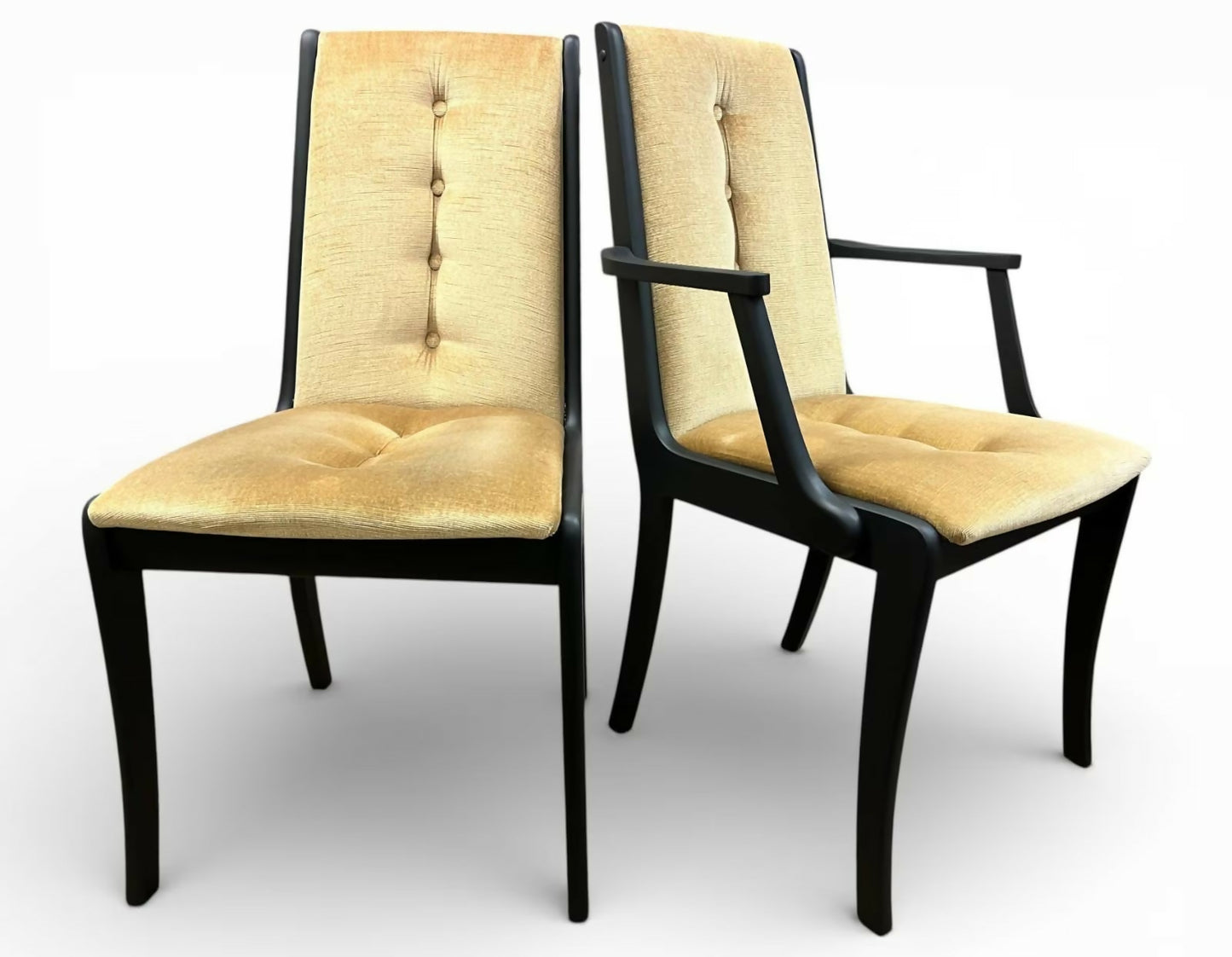 5 Mid Century Vintage Dining Chairs Black Painted 1 Carver 4 Side Chairs
