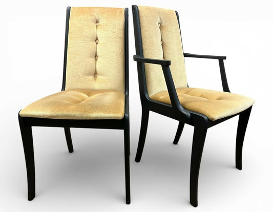5 Mid Century Vintage Dining Chairs Black Painted 1 Carver 4 Side Chairs