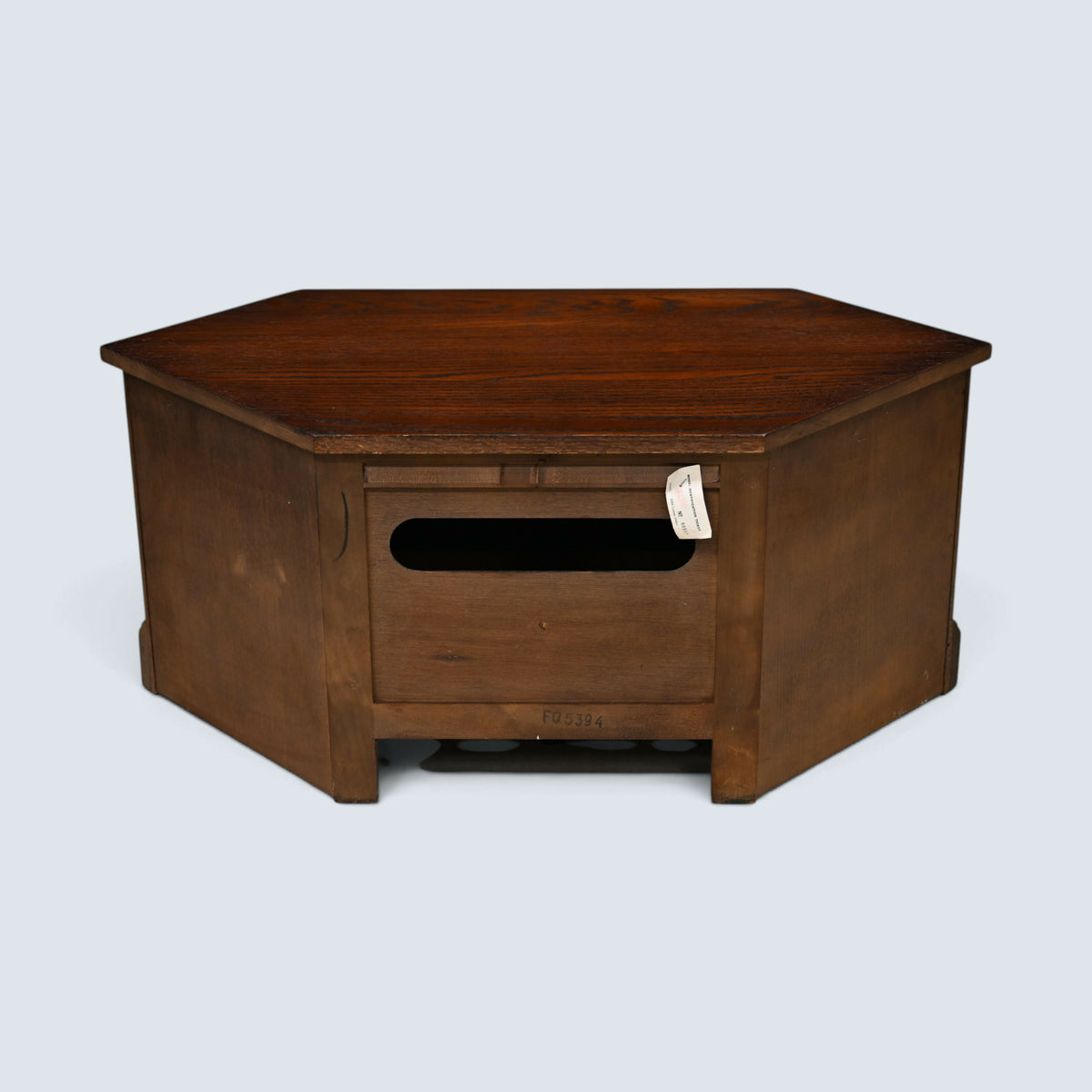 Old Charm TV Stand Linenfold Leaded Glass Doors Tudor Brown FREE UK Delivery