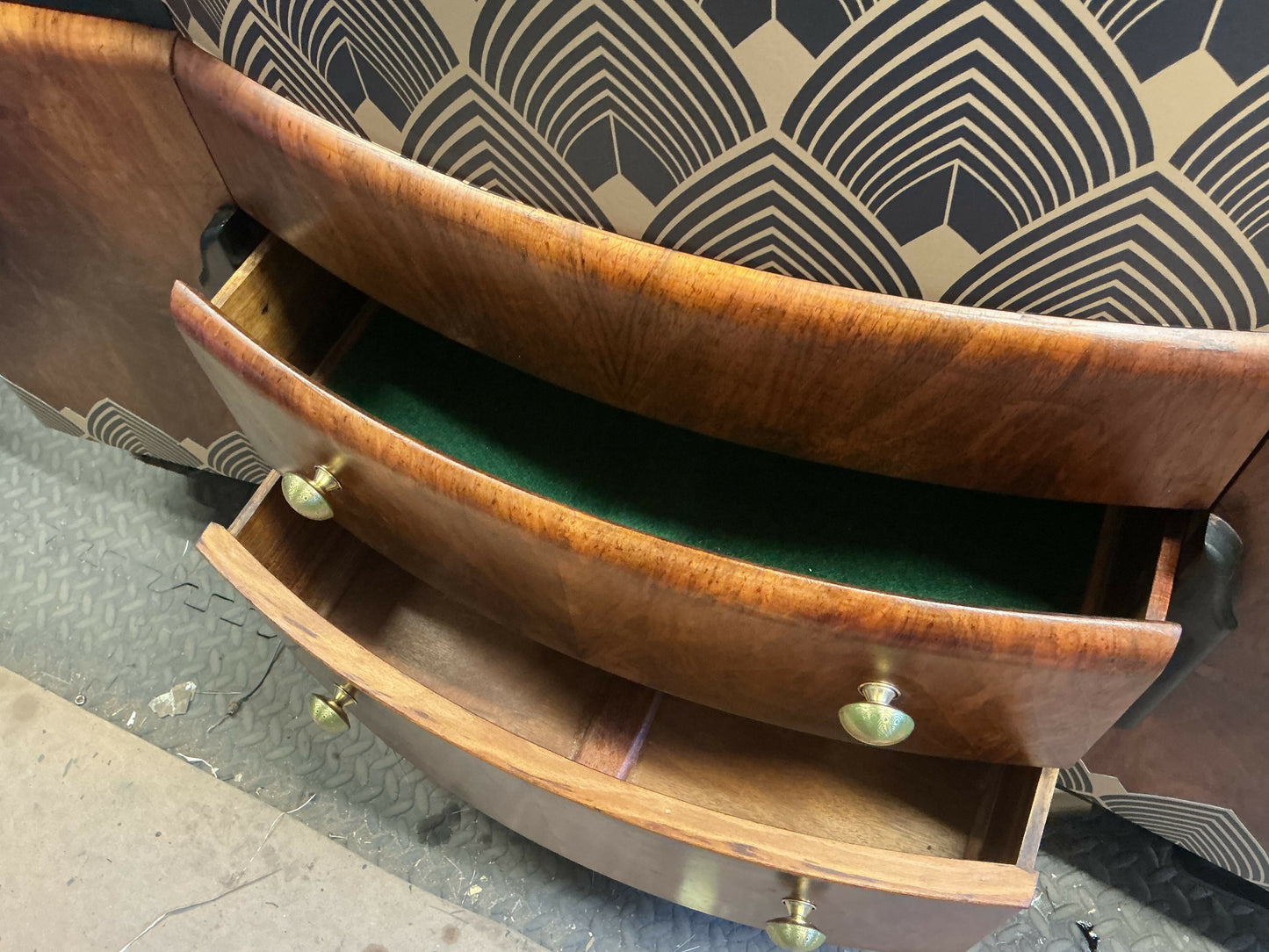 Restored Art Deco Walnut Cocktail Cabinet