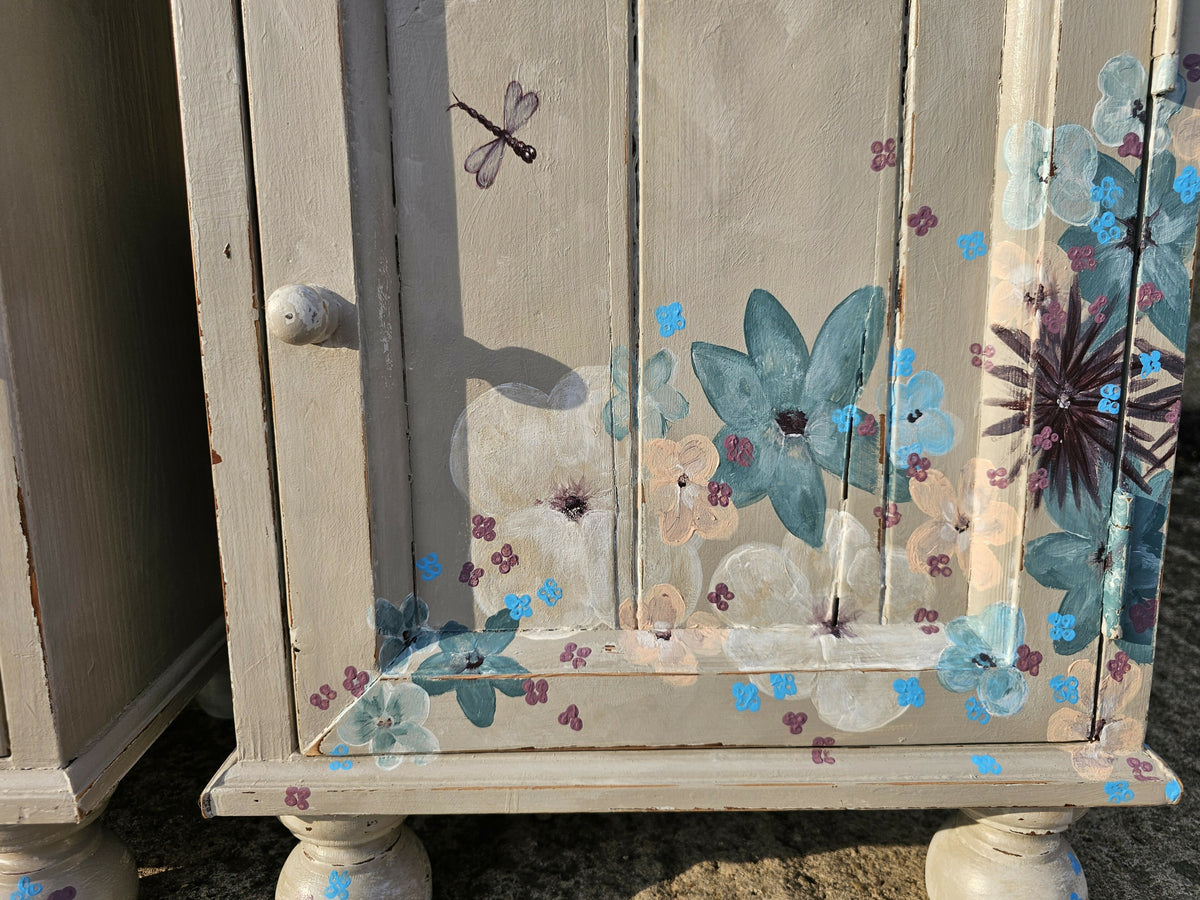 Hand Painted Pine Bedside Cabinets