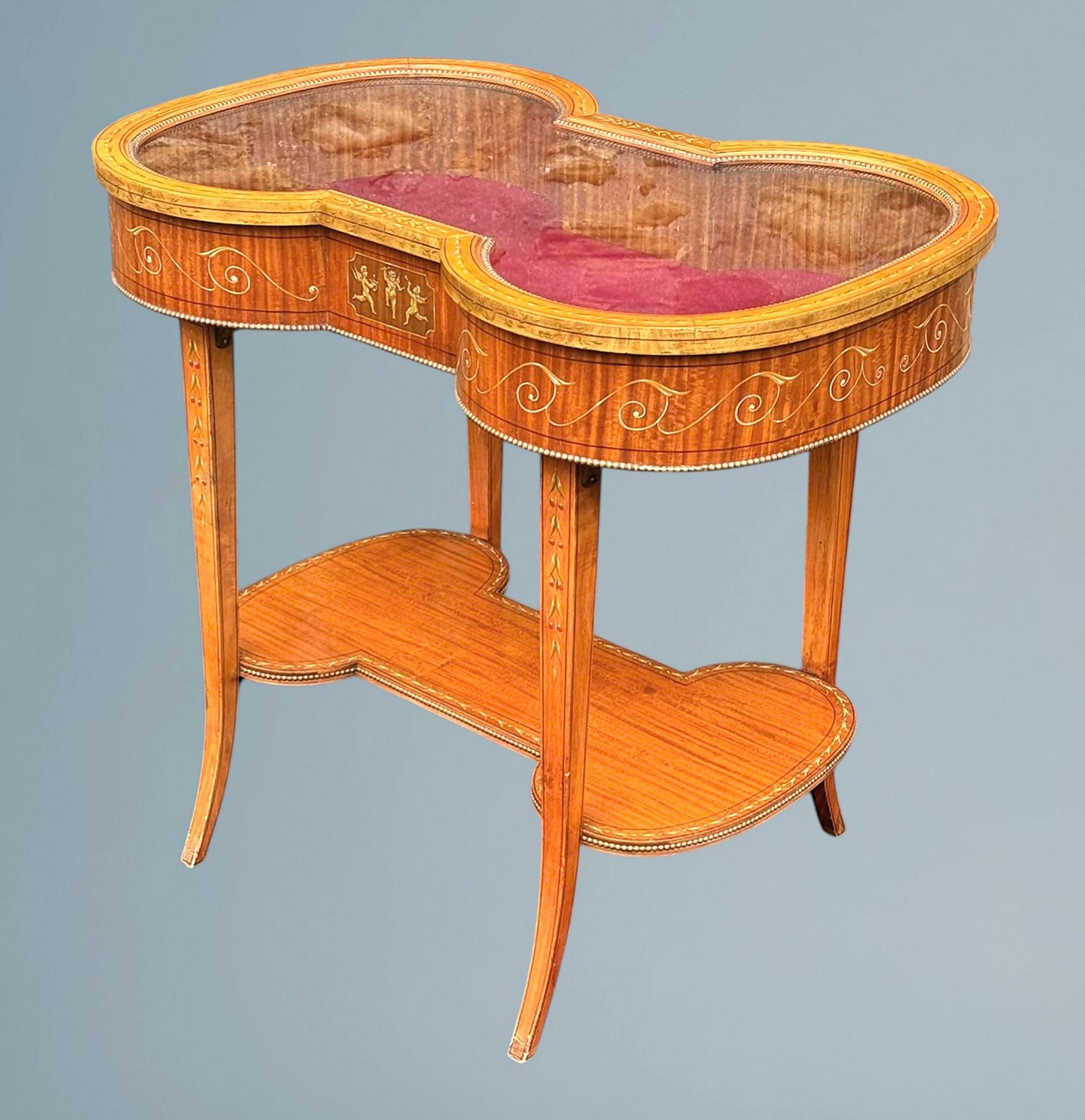 Edwardian Painted Satinwood Bijouterie Table / Vitrine