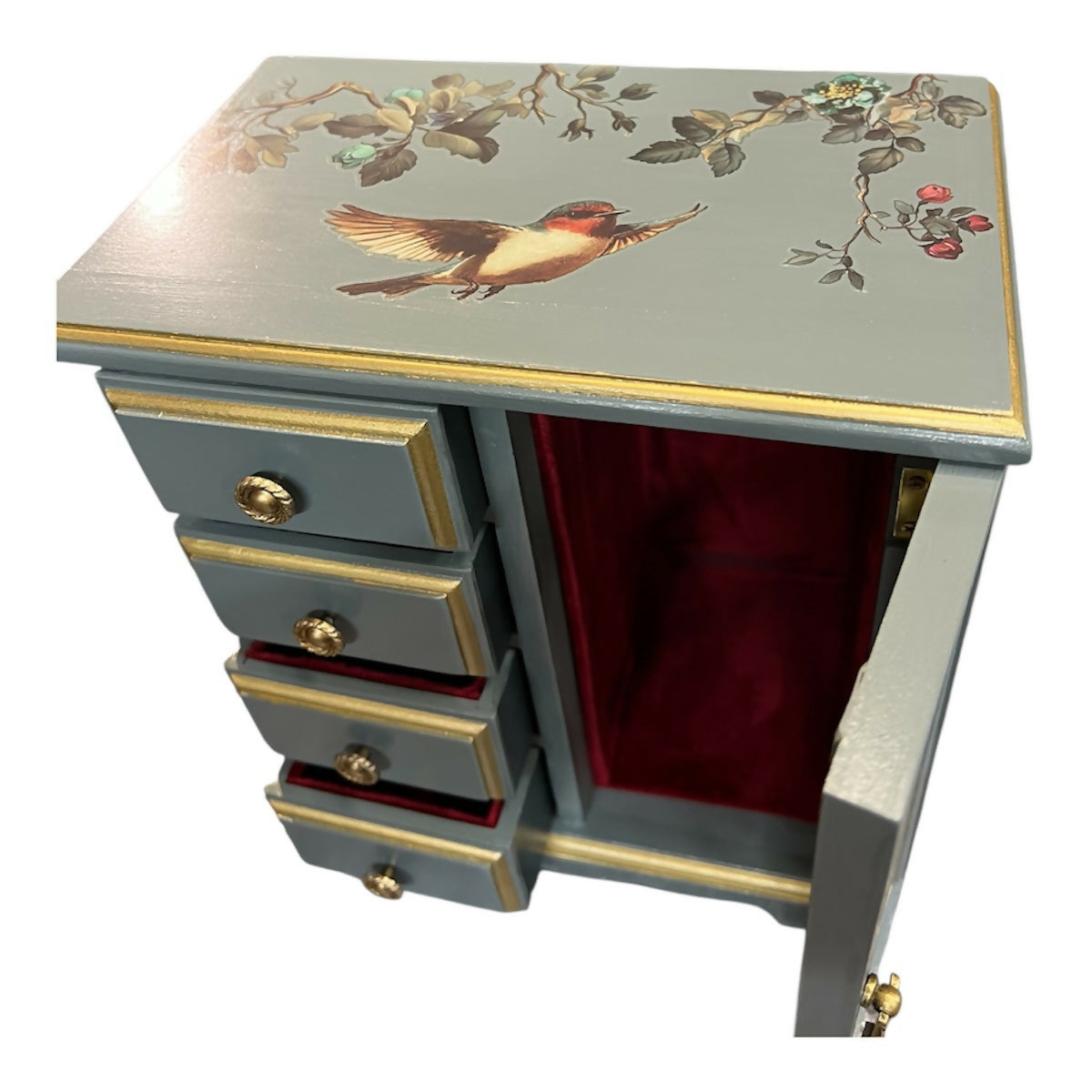 handpainted vintage wooden jewellery box