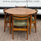 Mid Century Vintage Circular Extending To An Oval Dining Table & 4 Dining Chairs
