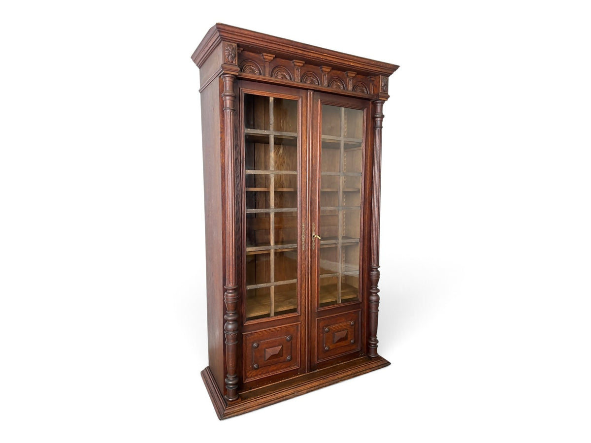 Bookcase Antique French Style Glazed Display Cabinet Oak Sideboard LOT 6545