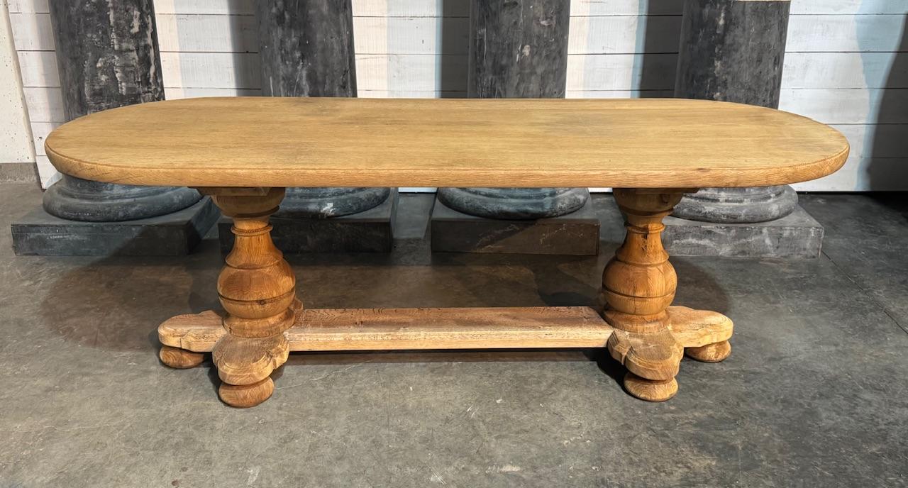 French Bleached Oak Monastery Dining Table