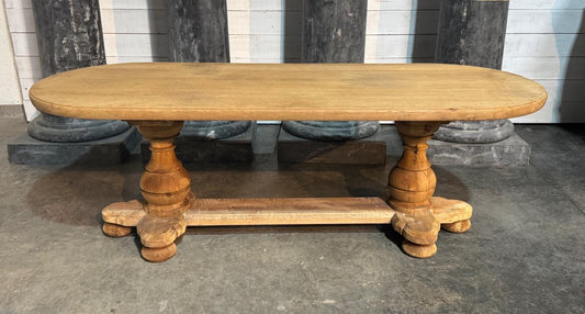 French Bleached Oak Monastery Dining Table
