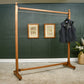 Antique Oak Shop/Cloakroom Clothes Hanging Rail - Coat Rack - Open Wardrobe