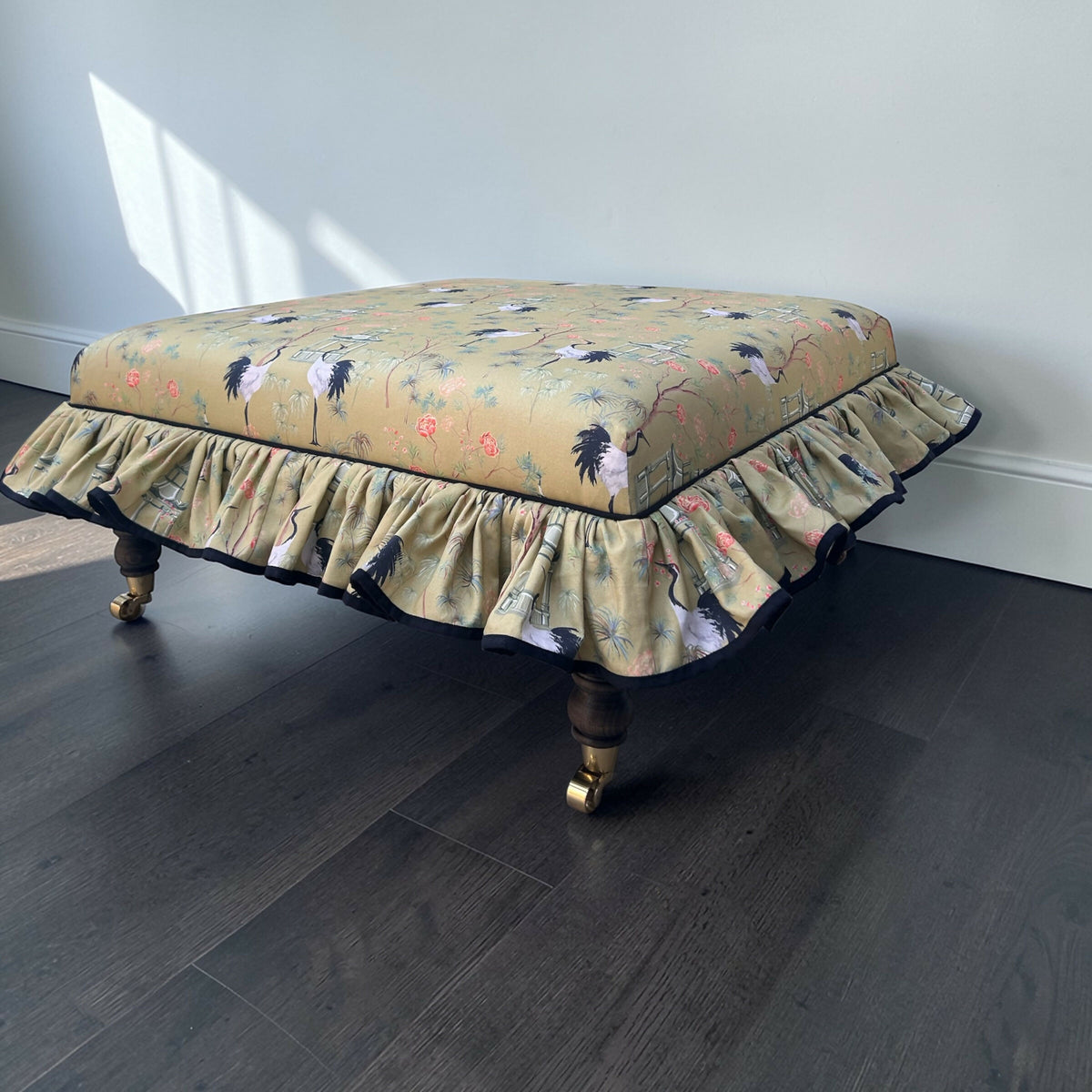 Frill Upholstered Luxury Large Footstool