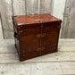 Antique Leather Luxury Campaign Style End Table Trunk Drawing Room Home Decor Furnishings