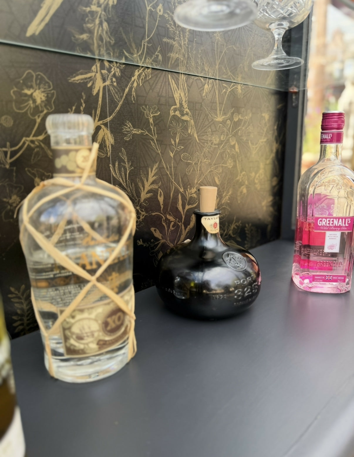 Vintage Black & Antique Gold Drinks / Display / Gin Cabinet