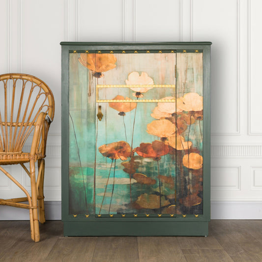 Upcycled Vintage Oak Decoupage Cabinet