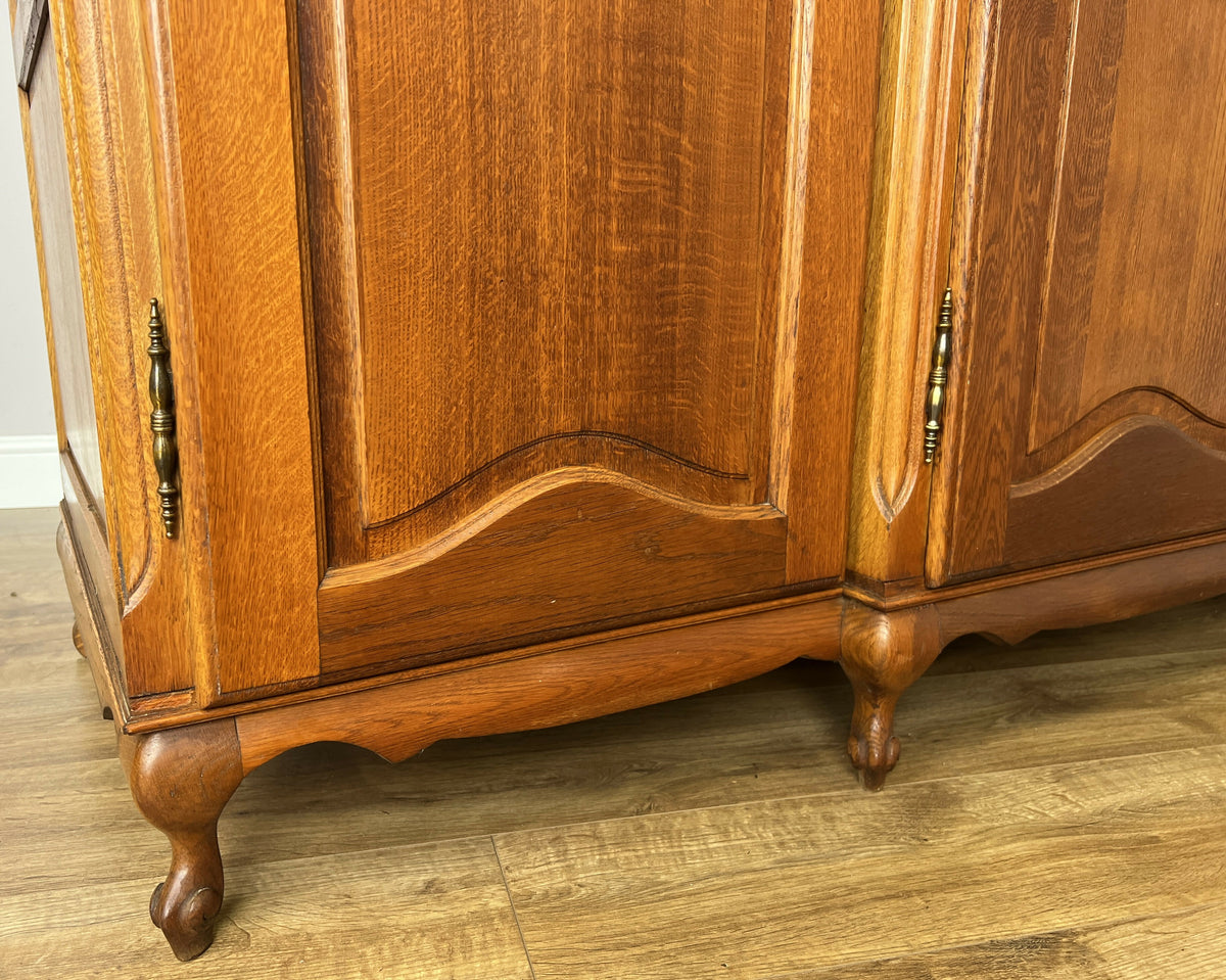 Wardrobe Vintage French Louis XVI Style Oak Four Door Carved Armoire LOT 6491