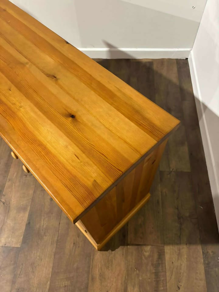 Contemporary Stripped Pine Three Door Cabinet