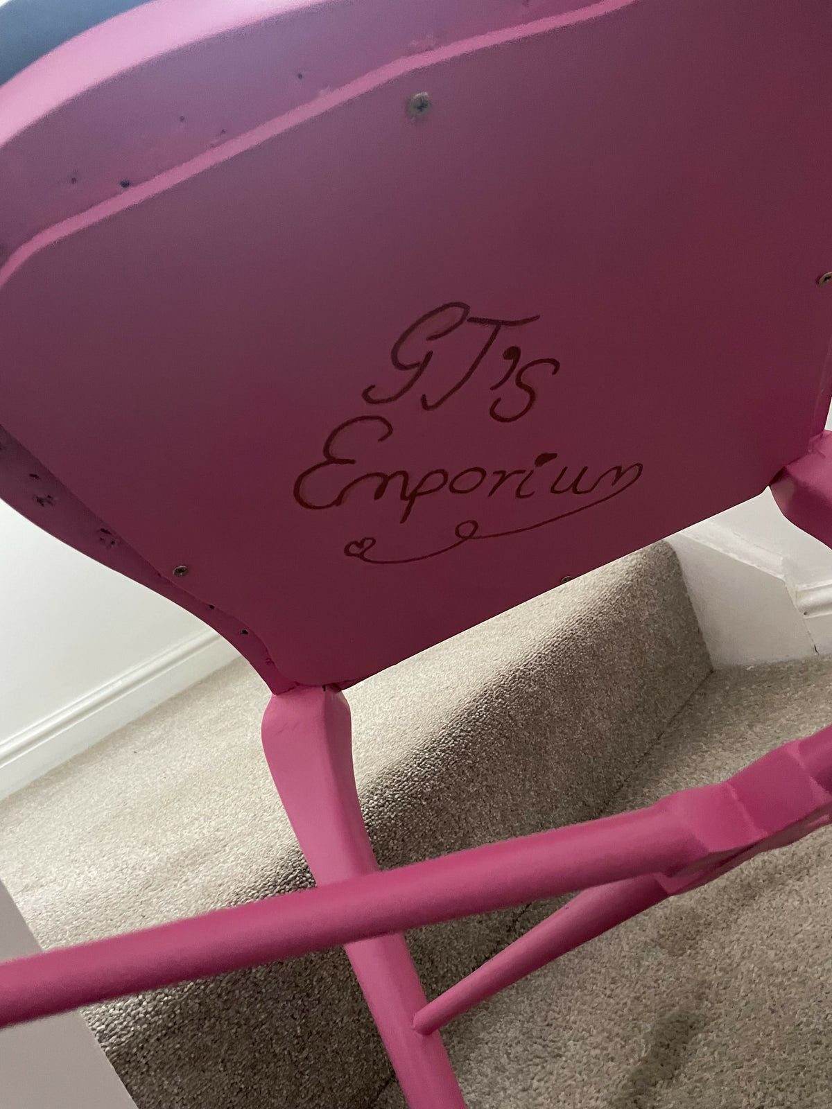 Antique Upcycled Corner Chair with Skull & Flower pattern seat
