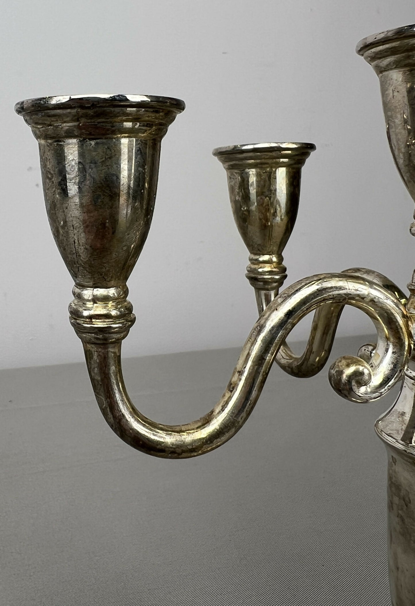 Pair of Candelabras Vintage French Style Metal Five Arm Candle Holders LOT 6481