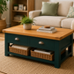 Green Coffee Table | Solid Oak Coffee Table | Hand Painted Farmhouse Coffee Table | Restored Rustic Furniture