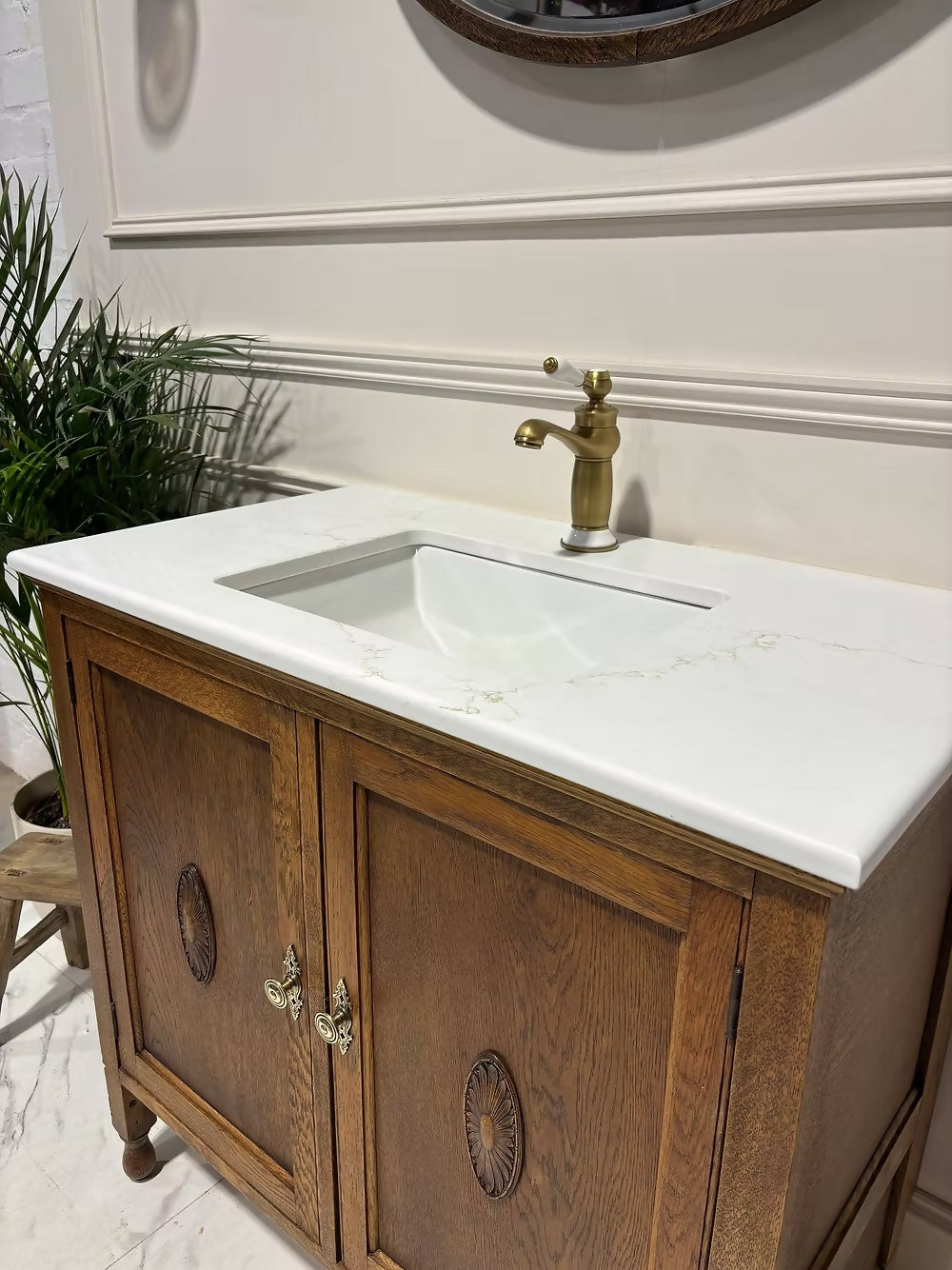 Vintage Oak Bathroom Vanity Unit