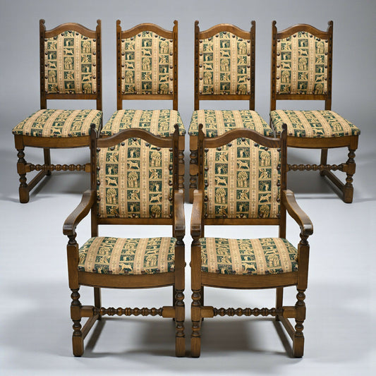 6 Old Charm Dining Chairs Premium Studded Upholstery Light Oak FREE UK Delivery*