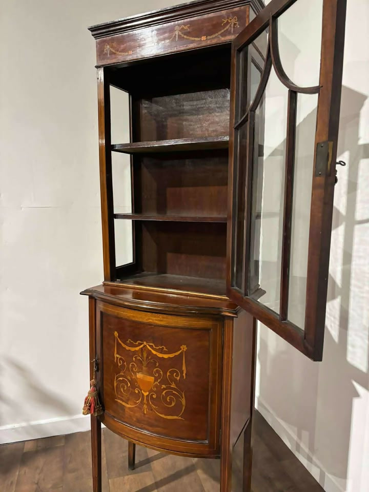 Edwardian Inlaid Mahogany Sheraton Revival Display Cabinet
