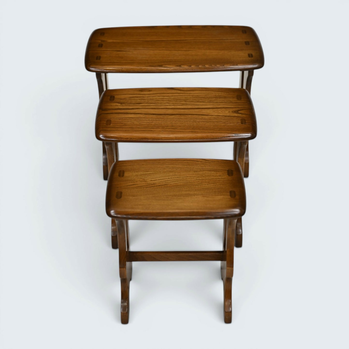 Ercol Nest Of Tables Solid Elm Side Tables Pressed Gold Badge GD FREE Delivery*