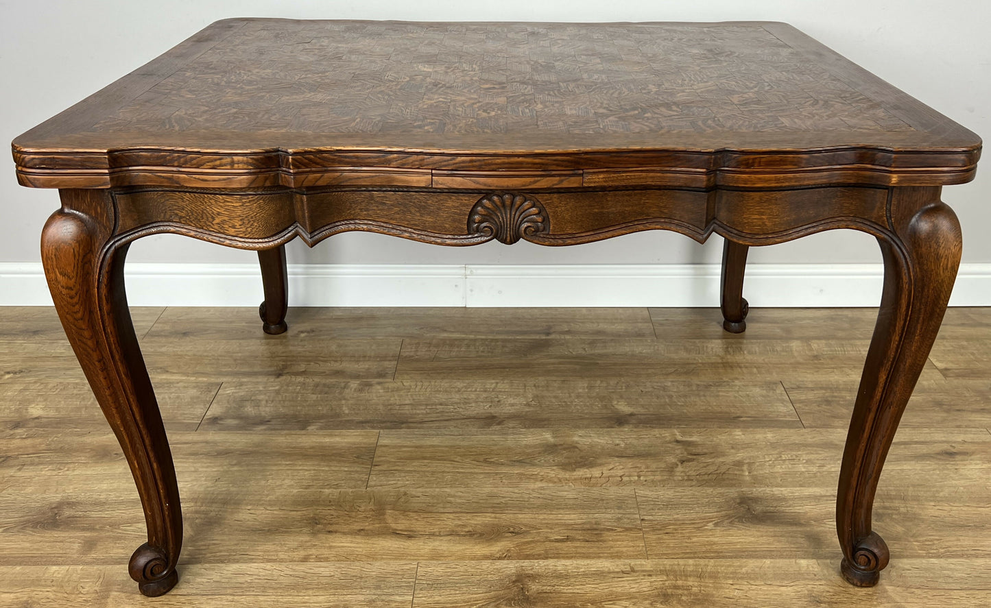 Dining Table Vintage French Louis XVI Carved Oak Extendable Table LOT 6354