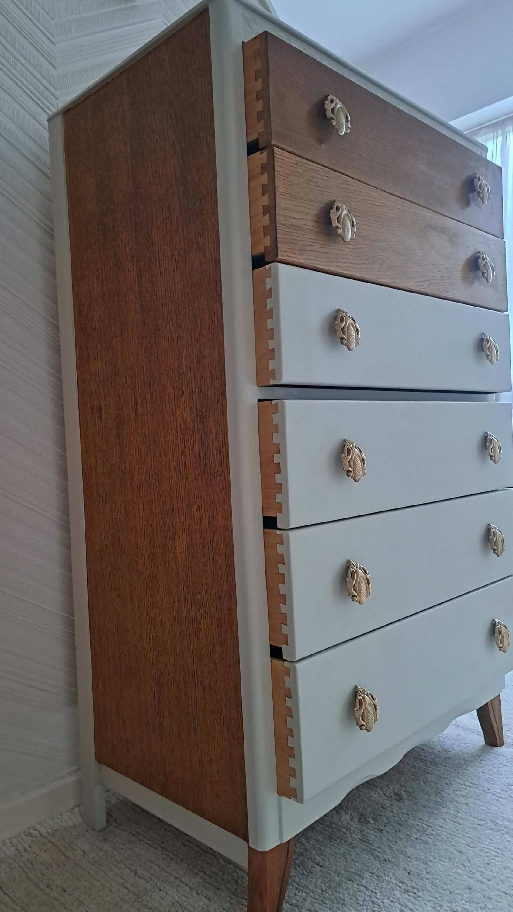 Harris Lebus vintage retro art deco 6 drawer chest of drawers