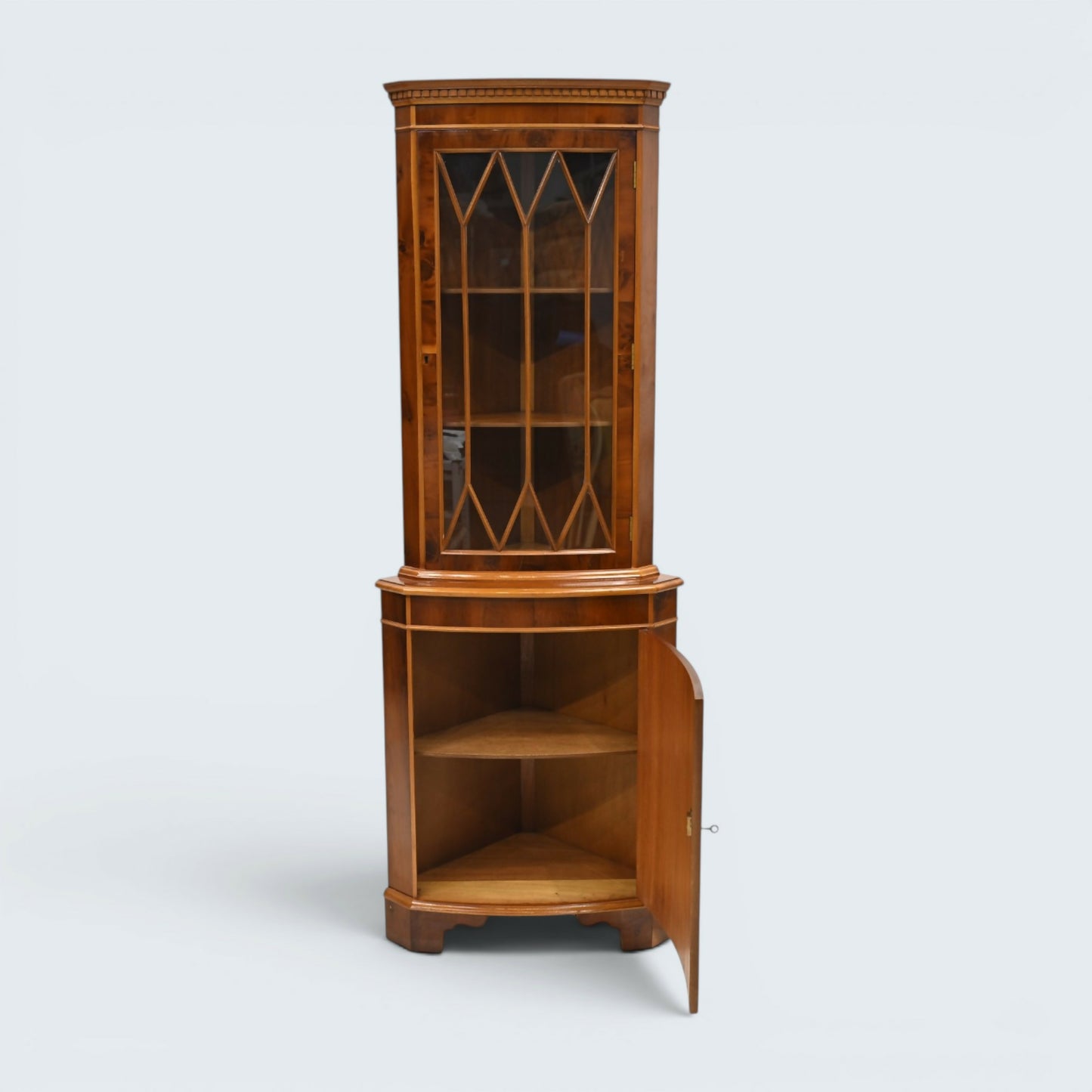 Georgian Style Corner Display Cabinet with Cupboard Glass Door FREE UK Delivery*