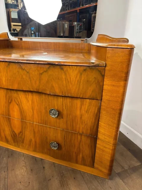 Vintage Art Deco Walnut Wilkin Dressing Table