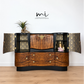 Refurbished Art Deco Burr Walnut Cocktail Cabinet Gold & Black Fan Design, Vintage Bar, Drinks Cabinet, sideboard, 1930s Style, statement
