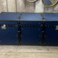 Luxury Handmade Pebble Blue Black Leather Furniture Trunk