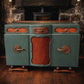 Vintage Art Deco Sideboard - Green & Original Wood