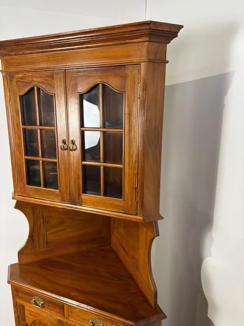 Modern Bespoke Walnut Inlaid Double Corner Cabinet