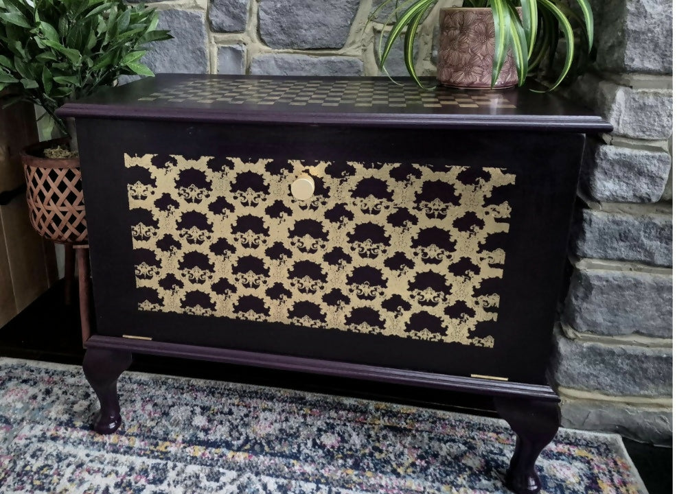 Vintage Hand Painted Shoe Cupboard - Upcycled Entryway Storage - Statement Hallway Piece