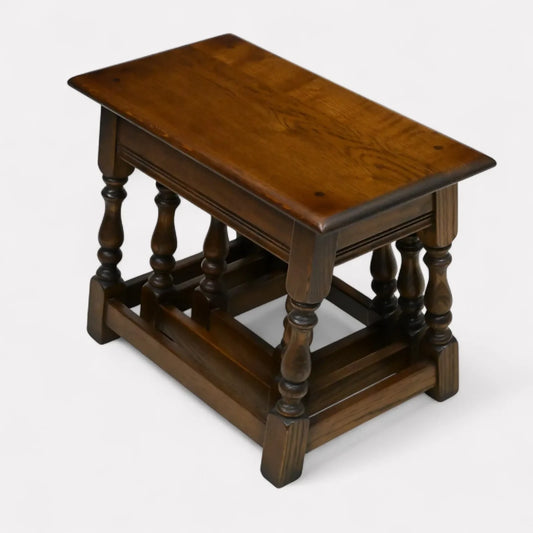 Old Charm Oak Nest of 3 Tables Model 1494 Light Oak Finish Free UK Delivery