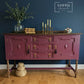 Refinished Jacobean Revival Solid Oak Sideboard, Burgundy Red Painted Buffet, Winchester Fusion Mineral Paint