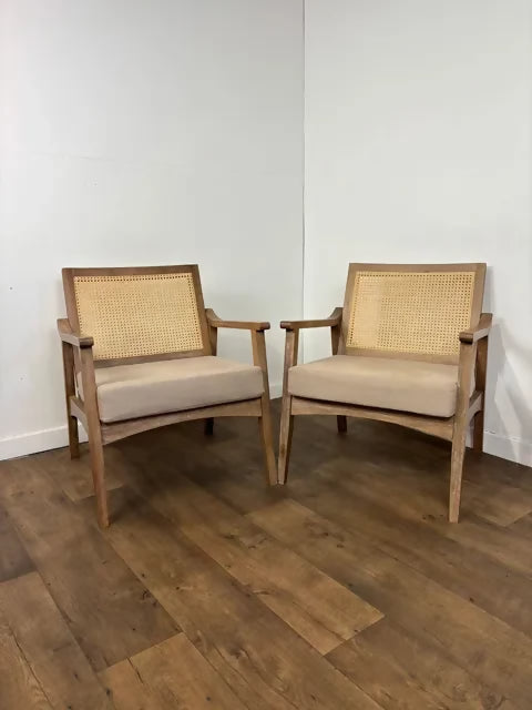 Pair Of Modern Armchairs With Bergere Panels